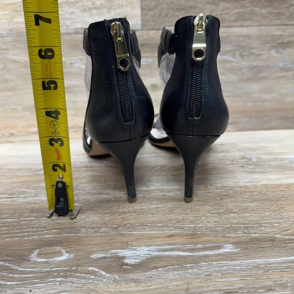 Louise et Cie Hilio Black Lether Strappy Open Toe Heels Women's Size 9.5